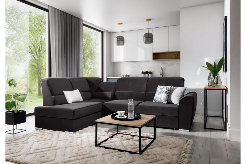 Sajmon Sovesofa m. Sjeselong 3-seter - Grå - Møbler - Sofaer - Sovesofaer