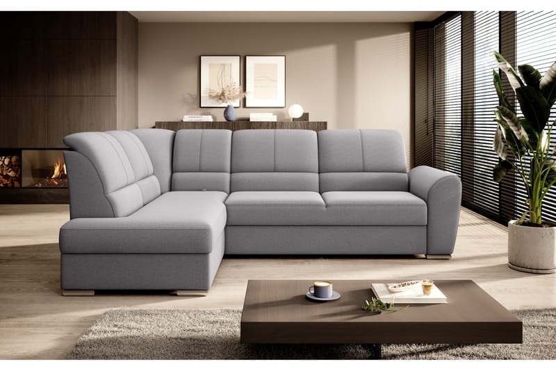 Sajmon Sovesofa m. Sjeselong 3-seter - Grå - Møbler - Sofaer - Sovesofaer