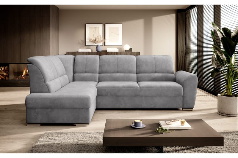 Sajmon Sovesofa m. Sjeselong 3-seter - Grå - Møbler - Sofaer - Sovesofaer