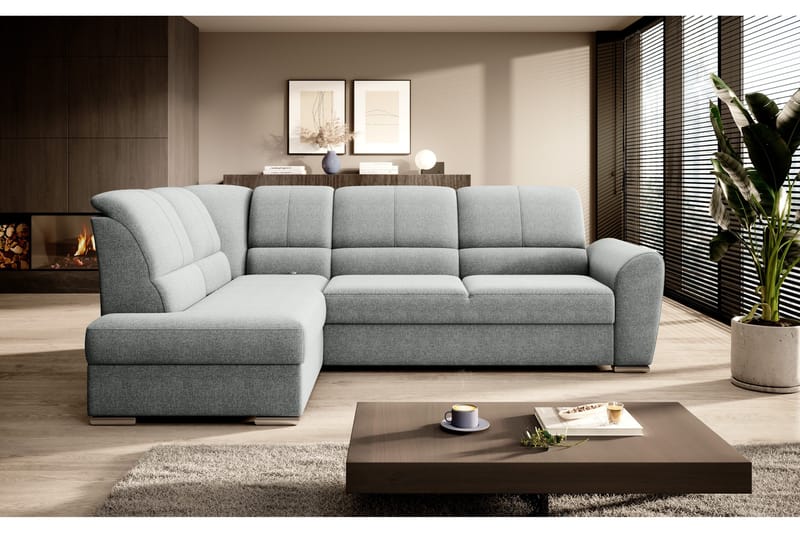 Sajmon Sovesofa m. Sjeselong 3-seter - Grå - Møbler - Sofaer - Sovesofaer