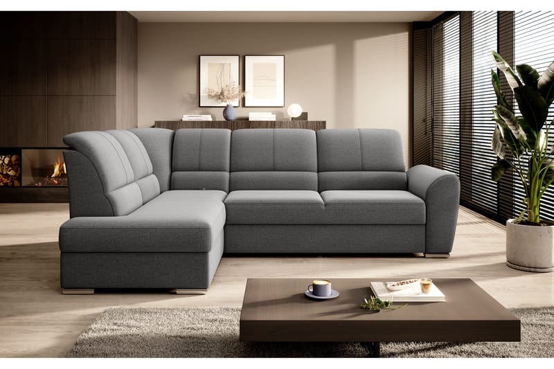 Sajmon Sovesofa m. Sjeselong 3-seter - Grå - Møbler - Sofaer - Sovesofaer