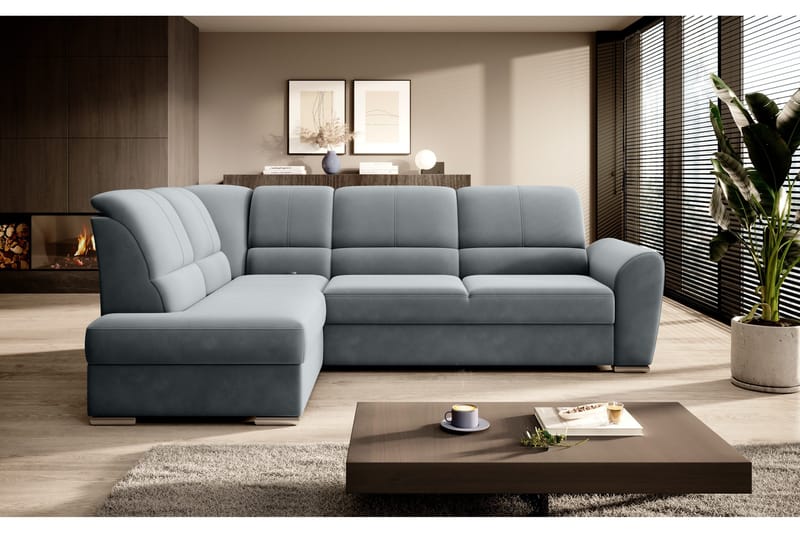 Sajmon Sovesofa m. Sjeselong 3-seter - Grå - Møbler - Sofaer - Sovesofaer