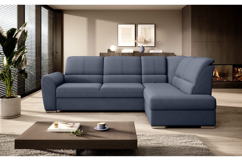 Sajmon Sovesofa m. Sjeselong 3-seter, Mørkeblå