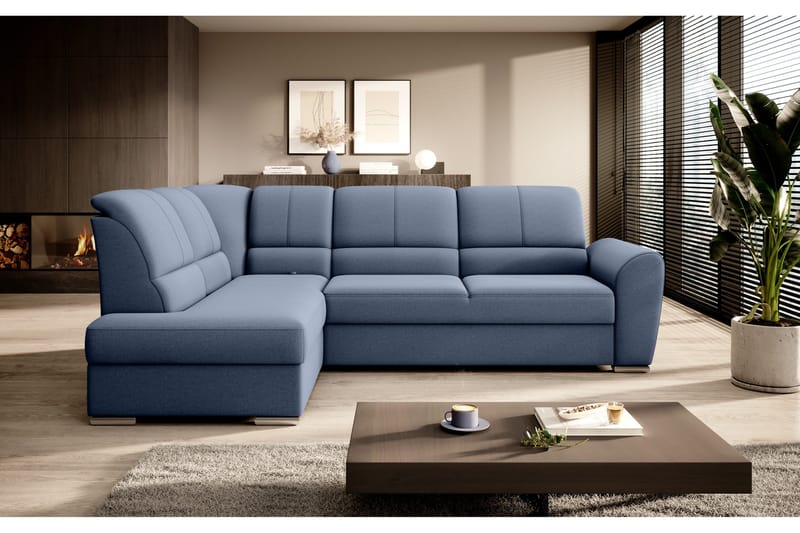 Sajmon Sovesofa m. Sjeselong 3-seter - Mørkeblå - Møbler - Sofaer - Sovesofaer