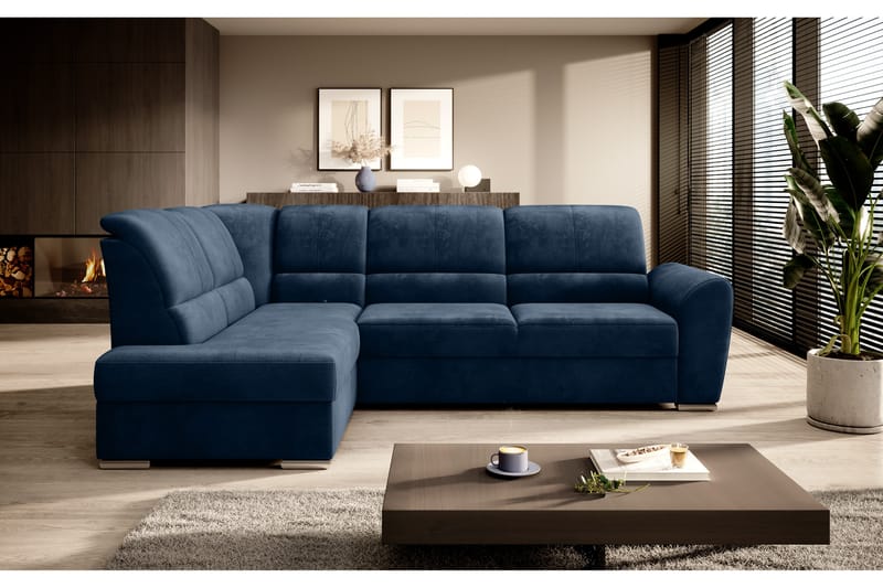 Sajmon Sovesofa m. Sjeselong 3-seter - Mørkeblå - Møbler - Sofaer - Sovesofaer