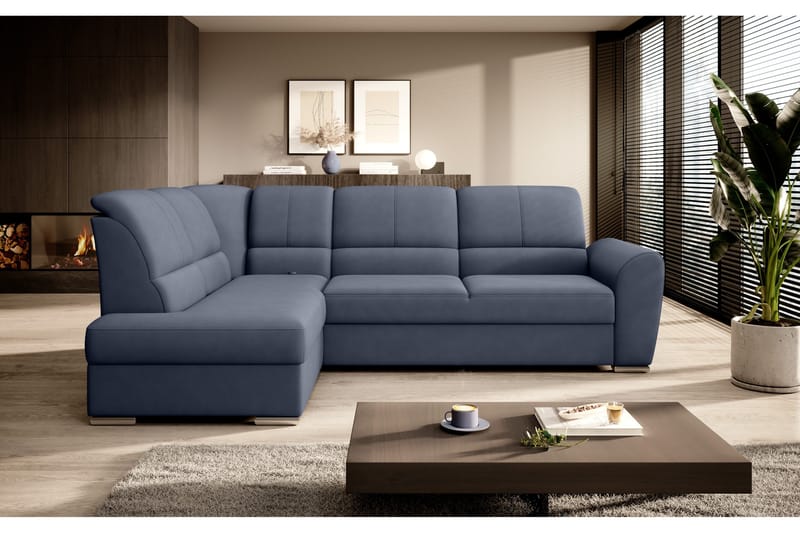 Sajmon Sovesofa m. Sjeselong 3-seter - Mørkeblå - Møbler - Sofaer - Sovesofaer