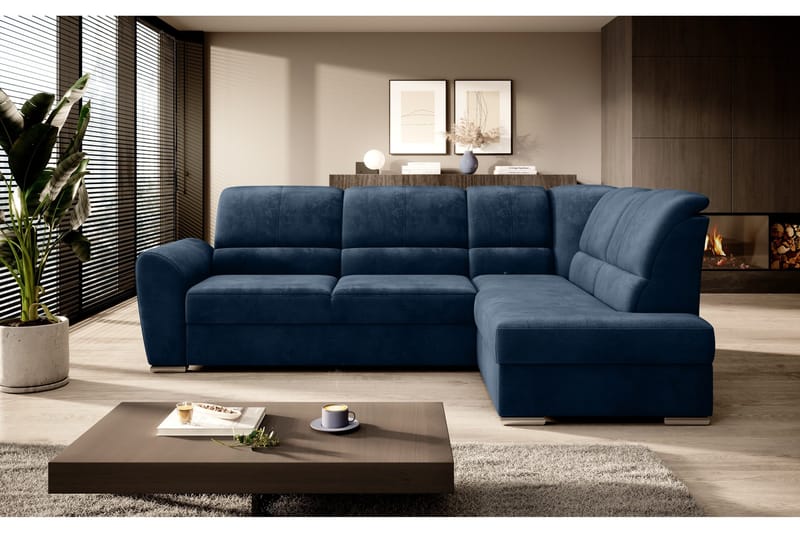 Sajmon Sovesofa m. Sjeselong 3-seter, Mørkeblå