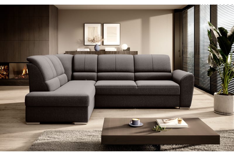 Sajmon Sovesofa m. Sjeselong 3-seter - Mørkebrun - Møbler - Sofaer - Sovesofaer