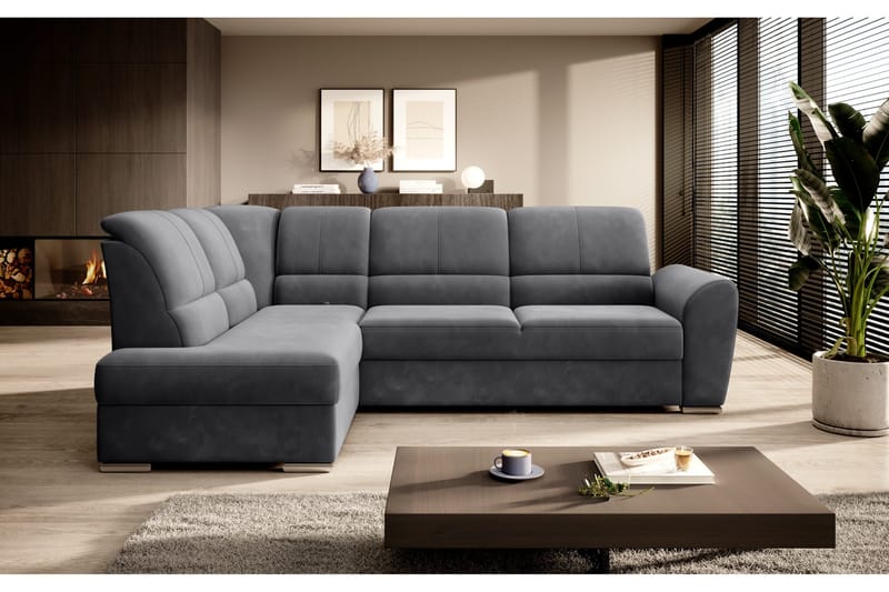 Sajmon Sovesofa m. Sjeselong 3-seter - Mørkegrå - Møbler - Sofaer - Sovesofaer