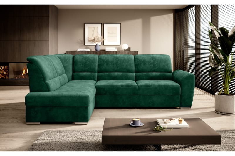Sajmon Sovesofa m. Sjeselong 3-seter - Mørkegrønn - Møbler - Sofaer - Sovesofaer
