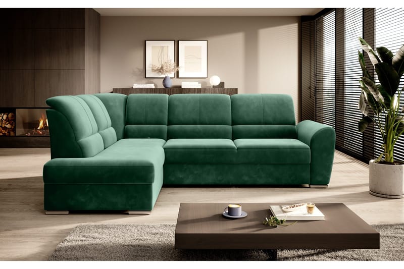 Sajmon Sovesofa m. Sjeselong 3-seter - Mørkegrønn - Møbler - Sofaer - Sovesofaer