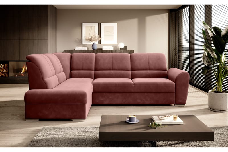 Sajmon Sovesofa m. Sjeselong 3-seter - Rosa - Møbler - Sofaer - Sovesofaer