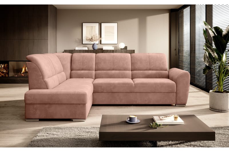 Sajmon Sovesofa m. Sjeselong 3-seter - Rosa - Møbler - Sofaer - Sovesofaer