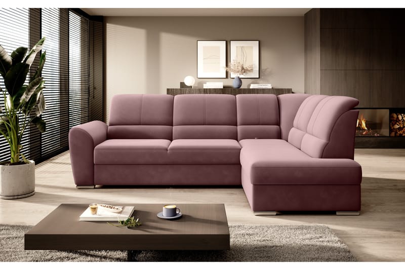 Sajmon Sovesofa m. Sjeselong 3-seter - Rosa - Sovesofaer