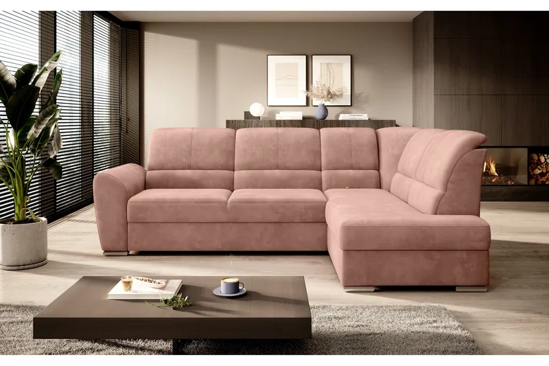 Sajmon Sovesofa m. Sjeselong 3-seter - Rosa - Møbler - Sofaer - Sovesofaer
