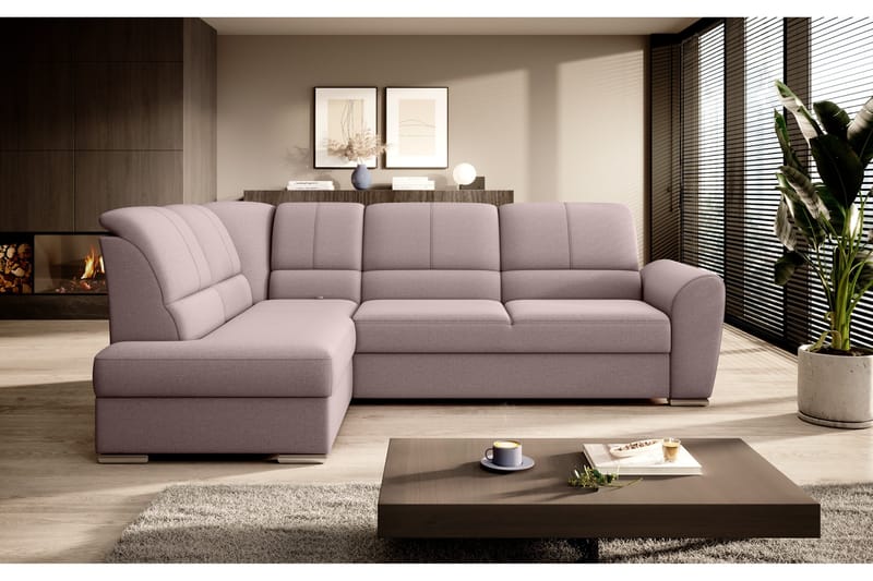 Sajmon Sovesofa m. Sjeselong 3-seter - Rosa - Møbler - Sofaer - Sovesofaer