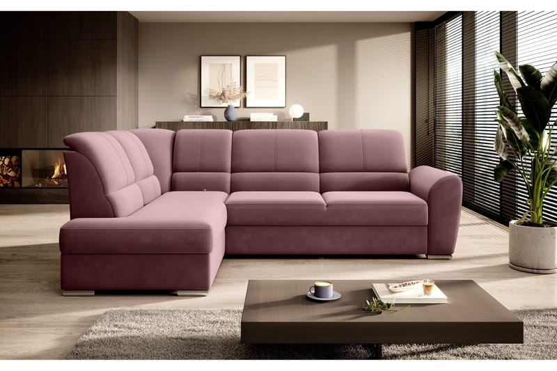 Sajmon Sovesofa m. Sjeselong 3-seter - Rosa - Møbler - Sofaer - Sovesofaer