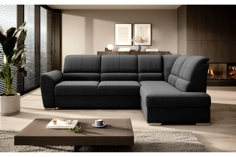 Sajmon Sovesofa m. Sjeselong 3-seter - Svart - Møbler - Sofaer - Sovesofaer