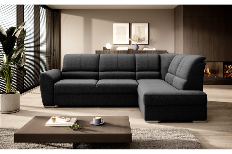 Sajmon Sovesofa m. Sjeselong 3-seter - Svart - Møbler - Sofaer - Sovesofaer