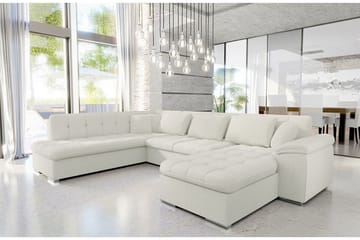 Sakri 5-seter Høyre U-formet Hjørnesovesofa 125x290 cm med Oppbevaring i Bouclé - Hvit - Møbler - Sofaer - Sovesofaer