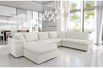 Sakri 5-seter U-formet Hjørnesovesofa 125x290 cm i Bouclé - Hvit - Møbler - Sofaer - Sovesofaer