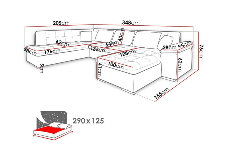 Sakri 5-seters Hjørnesovesofa - Beige - Møbler - Sofaer - Sovesofaer