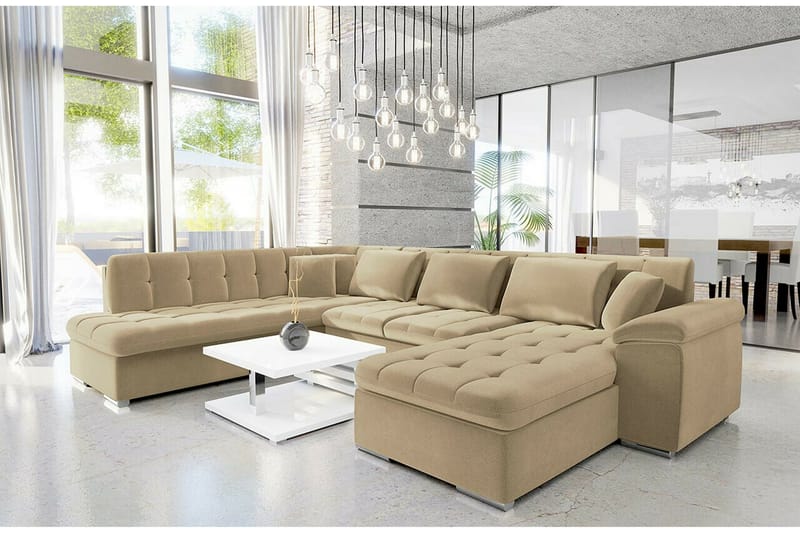 Sakri 5-seters Hjørnesovesofa - Beige - Sovesofaer - Sovesofa divan