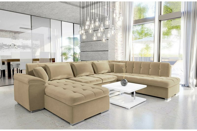 Sakri 5-seters Hjørnesovesofa - Beige - Sovesofaer - Sovesofa divan