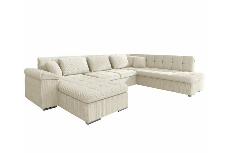 Sakri 5-seters Hjørnesovesofa - Beige/Lys Beige - Sovesofaer - Sovesofa divan