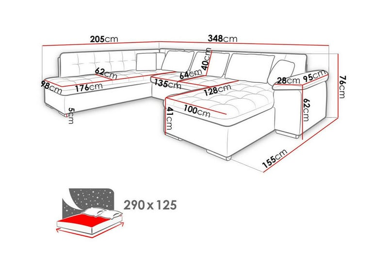 Sakri 5-seters Hjørnesovesofa - Brun - Sovesofaer - Sovesofa divan