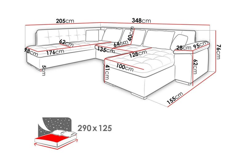 Sakri 5-seters Hjørnesovesofa - Brun - Møbler - Sofaer - Sovesofaer