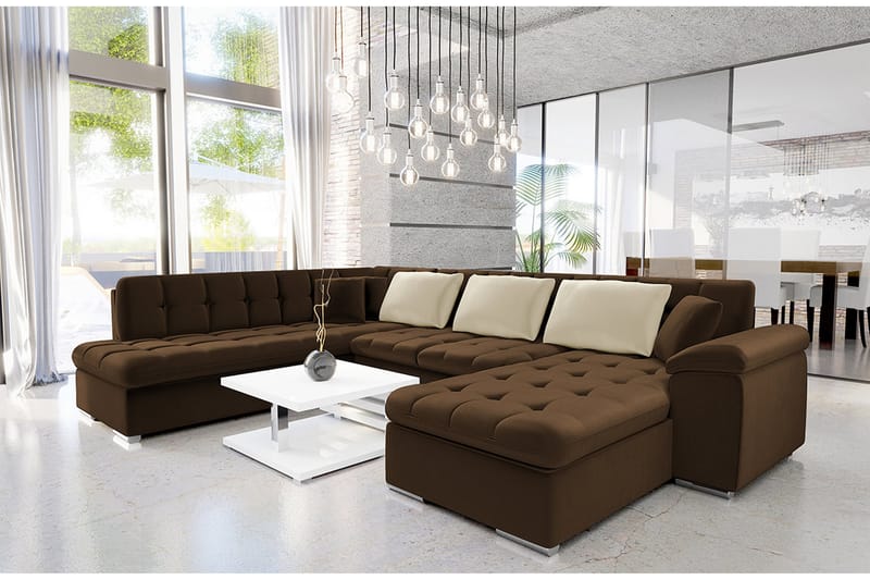 Sakri 5-seters Hjørnesovesofa - Brun - Møbler - Sofaer - Sovesofaer