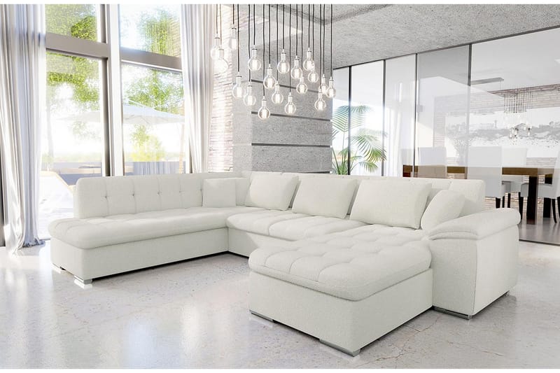 Sakri 5-seters Hjørnesovesofa - Hvit - Møbler - Sofaer - Sovesofaer