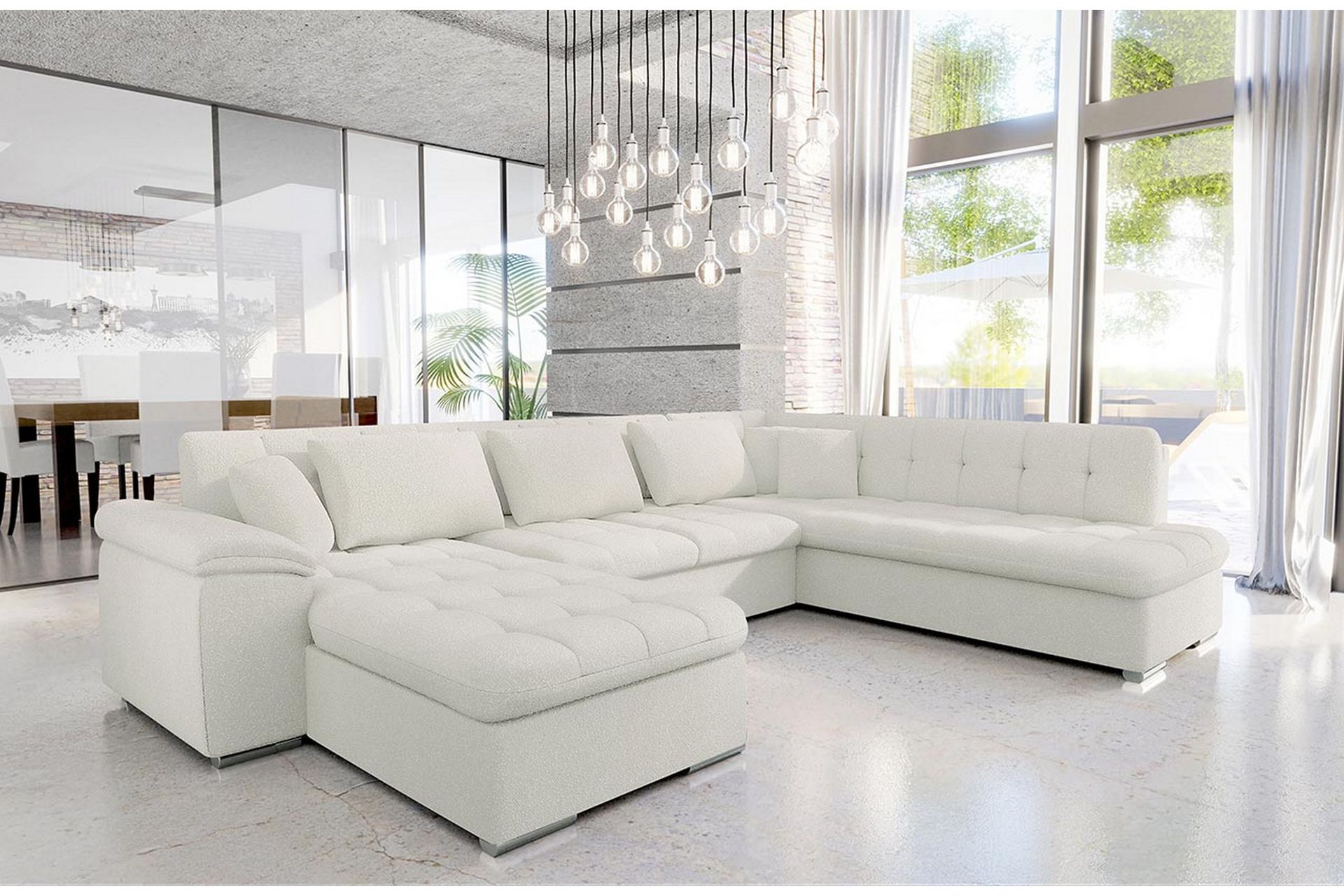 Sakri 5-seters Hjørnesovesofa - Hvit - Møbler - Sofaer - Sovesofaer
