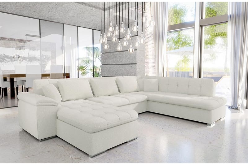 Sakri 5-seters Hjørnesovesofa - Hvit - Møbler - Sofaer - Sovesofaer
