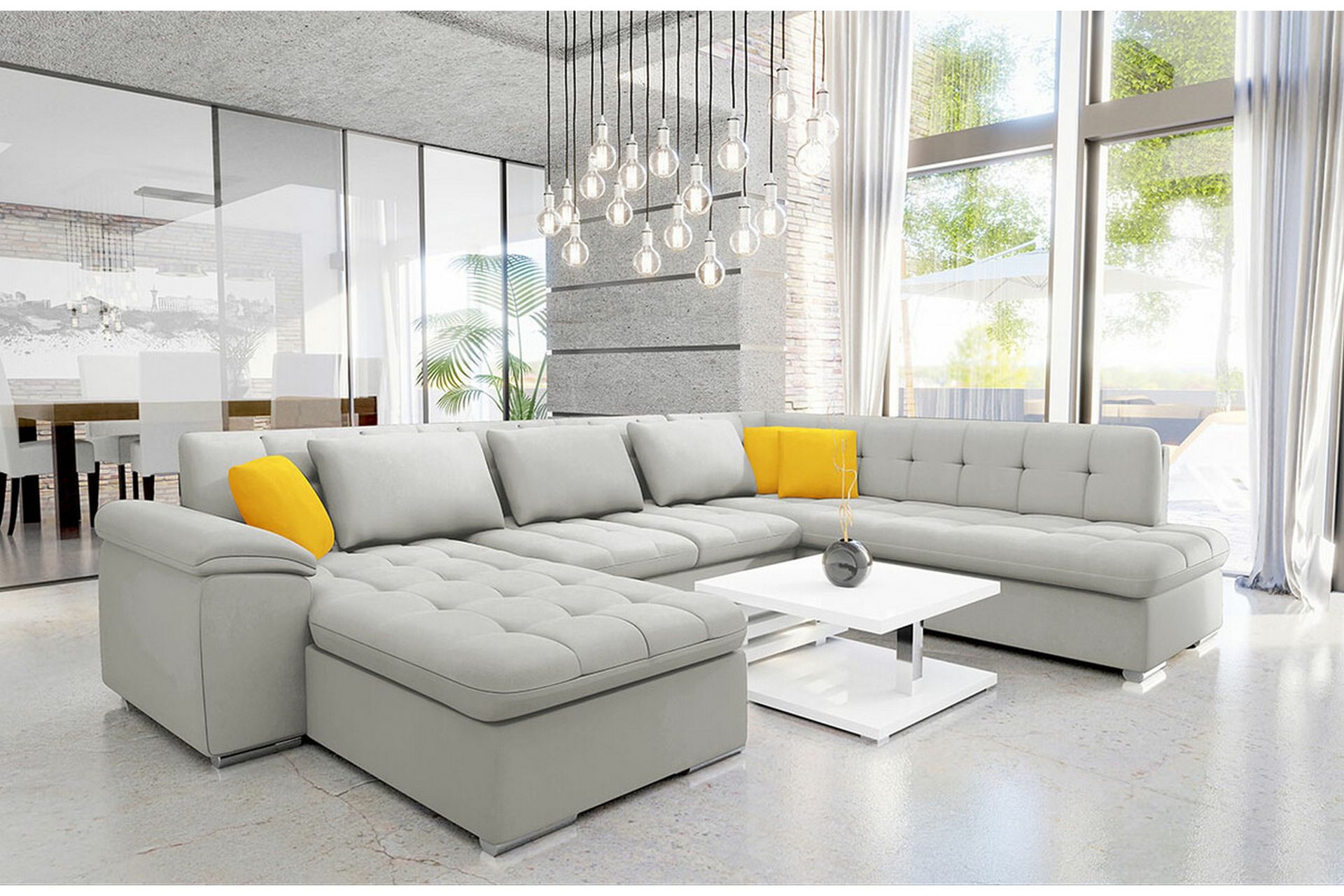 Sakri 5-seters Hjørnesovesofa - Lysegrå - Møbler - Sofaer - Sovesofaer