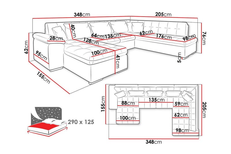 Sakri 5-seters Hjørnesovesofa - Mørkebrun - Sovesofaer - Sovesofa divan