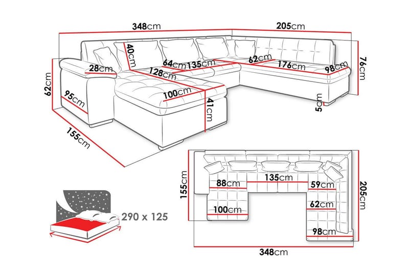 Sakri 5-seters Hjørnesovesofa - Mørkebrun - Møbler - Sofaer - Sovesofaer