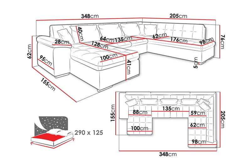 Sakri 5-seters Hjørnesovesofa - Mørkebrun - Sovesofaer - Sovesofa divan