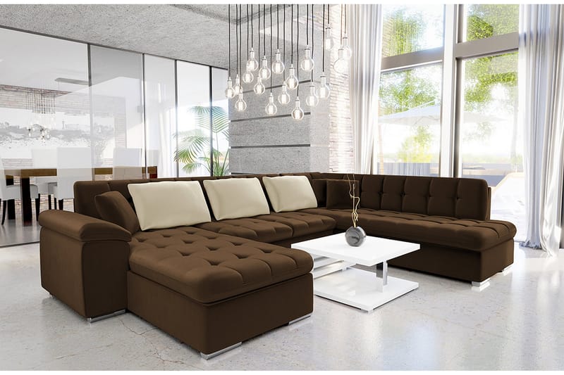 Sakri 5-seters Hjørnesovesofa - Mørkebrun - Møbler - Sofaer - Sovesofaer