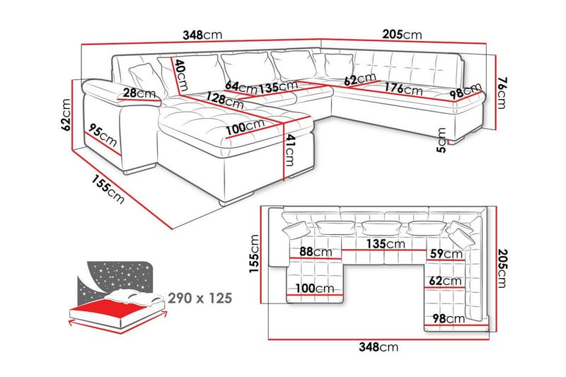 Sakri 5-seters Hjørnesovesofa - Møbler - Sofaer - Sovesofaer
