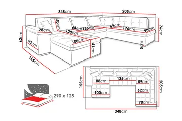 Sakri 5-seters Hjørnesovesofa - Møbler - Sofaer - Sovesofaer