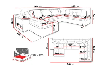 Sakri 5-seters Hjørnesovesofa - Møbler - Sofaer - Sovesofaer