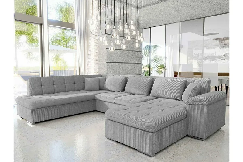Sakri 5-sits Hörnbäddsoffa Light grey/Dark grey - Møbler - Sofaer - Sovesofaer