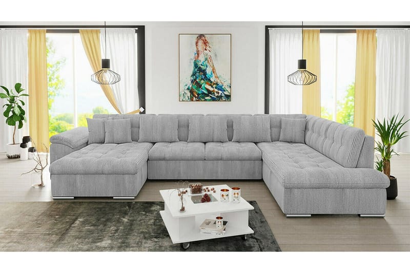 Sakri 5-sits Hörnbäddsoffa Light grey/Dark grey - Møbler - Sofaer - Sovesofaer