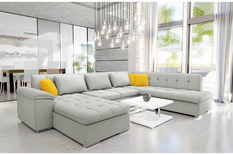 Sakri 5-sits Hörnbäddsoffa Ljusgrå - Møbler - Sofaer - Sovesofaer
