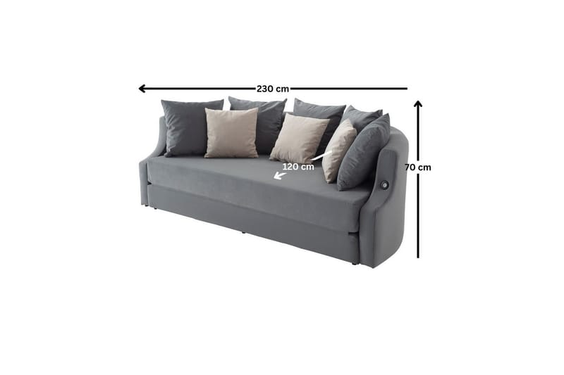 Salrican Sovesofa 3-seter - Grå - Møbler - Sofaer - Sovesofaer