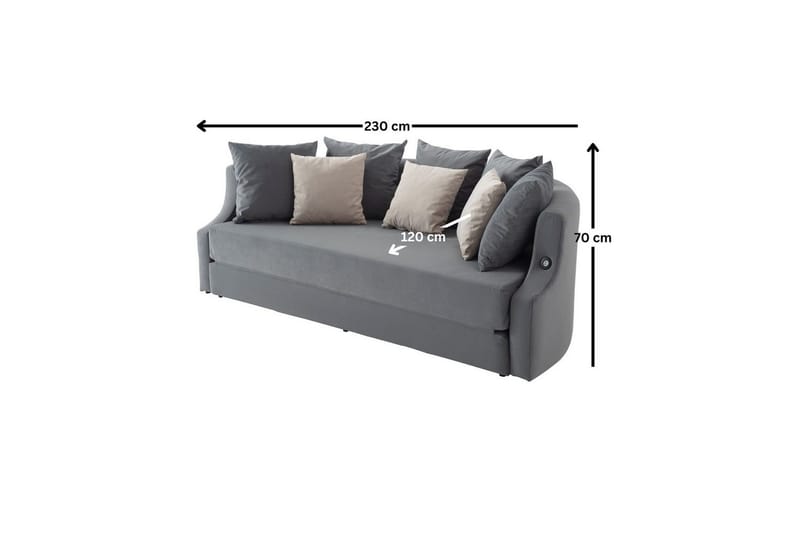 Salrican Sovesofa 3-seter - Grå - Møbler - Sofaer - Sovesofaer