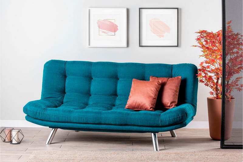 Sandee 3-seter Sovesofa 130x200 cm i Stoff - Petrolblå - Møbler - Sofaer - Sovesofaer