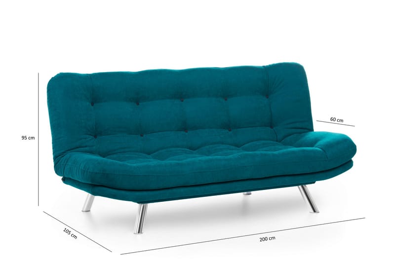 Sandee Sovesofa 3-seter - Blågrønn - Sovesofaer - 3 seters sovesofa